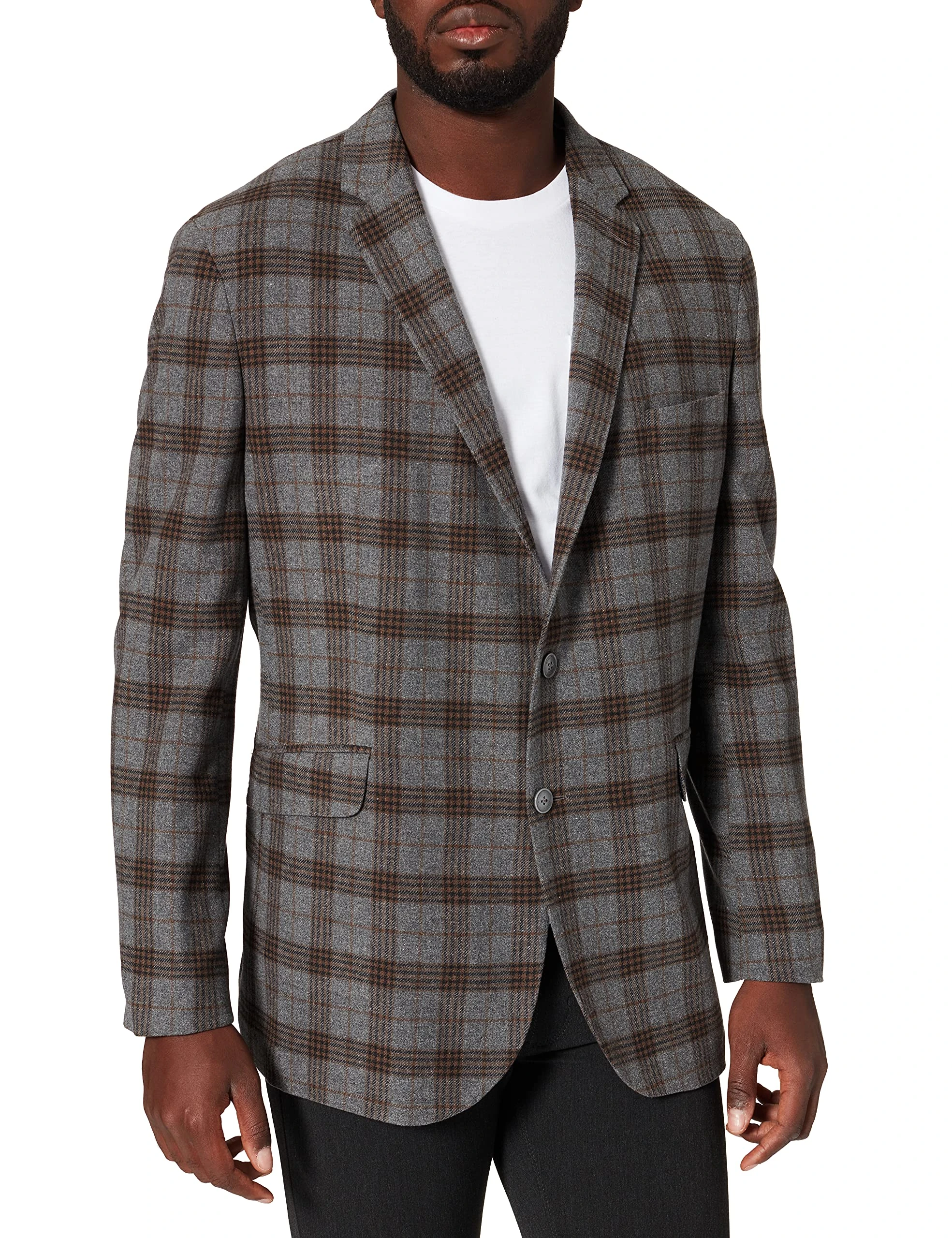 HACKETT LONDON Men's WL Grey Fancy Check Jacket, 9BPGREY/Brown, 10R
