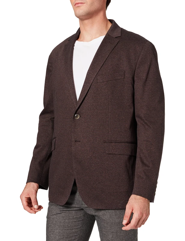 Hackett London Men's Knit PTOOTH Jacket - 5CXNAVY/Brown 50S