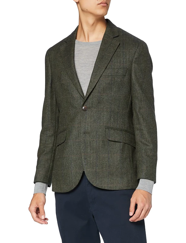 HACKETT LONDON Men's WL/CO/CA Green CHK EP Jacket, 6AZGREEN/Multi, 16S