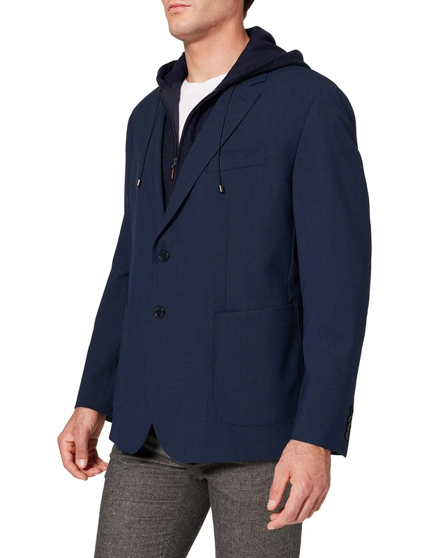 Hackett London Men's Strch TXTURE W/Hood Jacket, 595NAVY, 58S