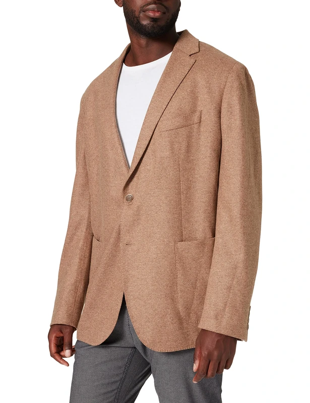Hackett London Men's TAN Jersey Flannel Jacket, 869TAN, 58L