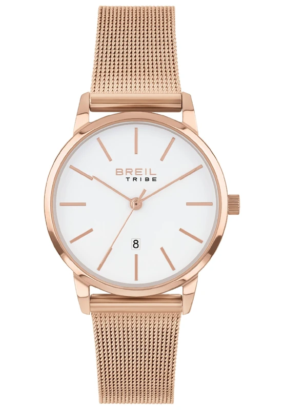 Breil Ladys' Avery Watch Collection Mono-Colour White dial 3 Hands Quartz Movement and IP Coloured Stainless Steel MESH EW0515