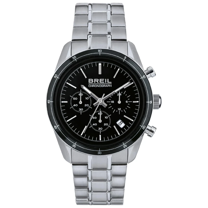 Breil Men's Release Watch Collection Mono-Colour Black dial Chrono Quartz Movement and Steel Bracelet TW1897
