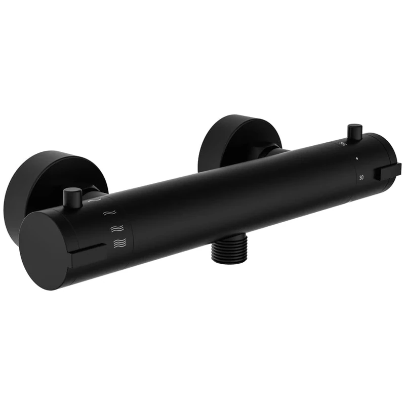 SCHÜTTE 52466 London Thermostatic Shower Mixer Tap with Scalding Protection at 38 °C Matte Black