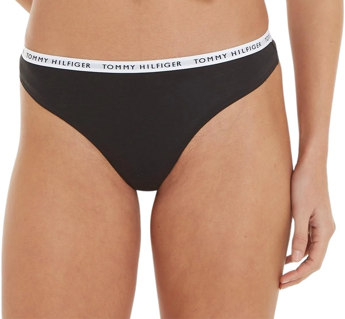 Tommy Hilfiger Women's 3 Pack Thongs, Black (Black/Black/Black), M