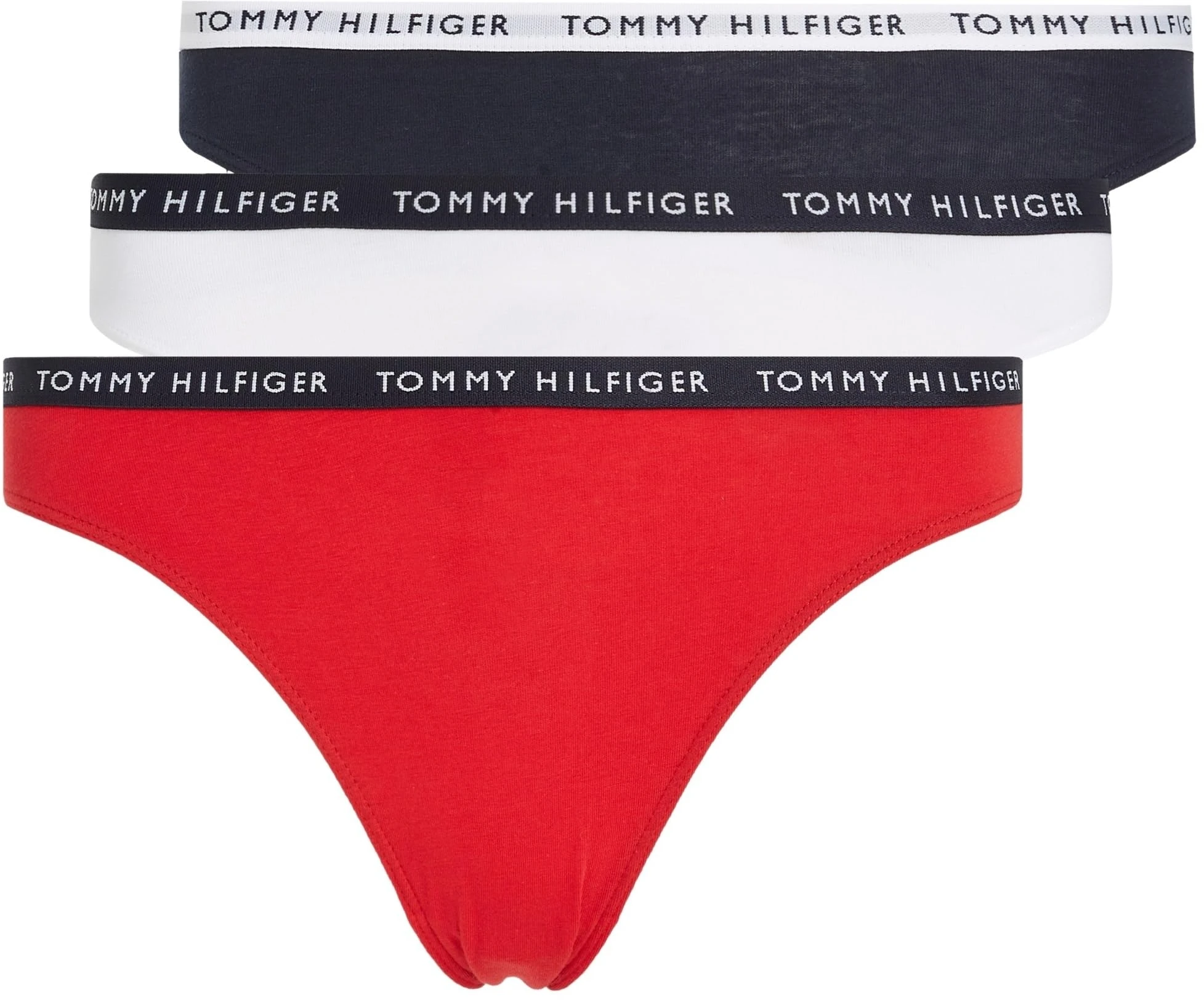 Tommy Hilfiger Women’s 3 Pack Briefs Underwear, Multicolor (Desert Sky/White/Primary Red), S