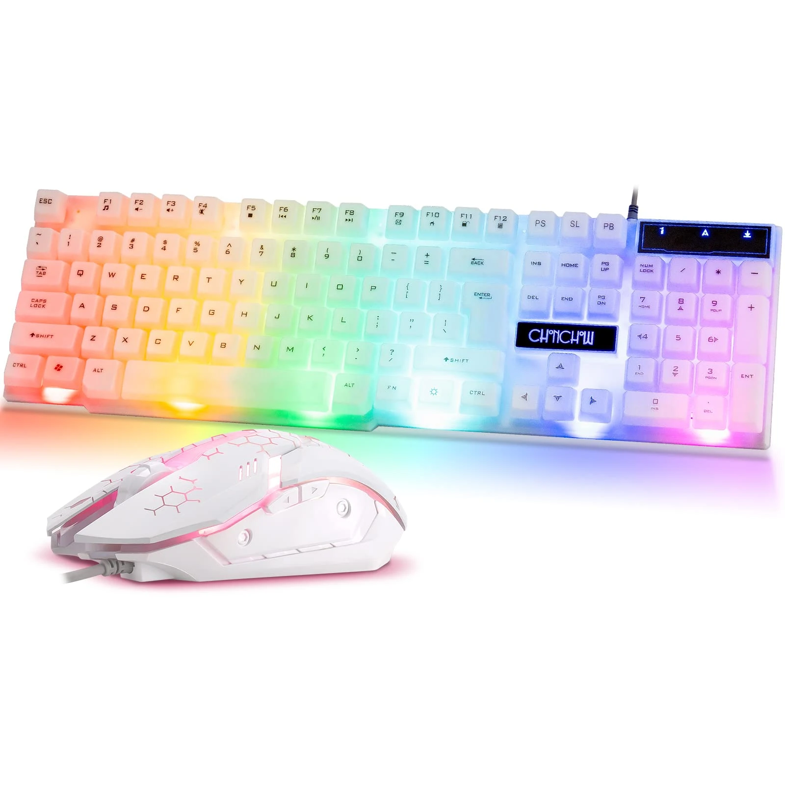 CHONCHOW RGB Gaming Keyboard and Mouse Combo, USB Wired Light Up, Rainbow LED Backlit Set for Computer Windows PC PS4 Xbox Laptop iMac Resberry Pi