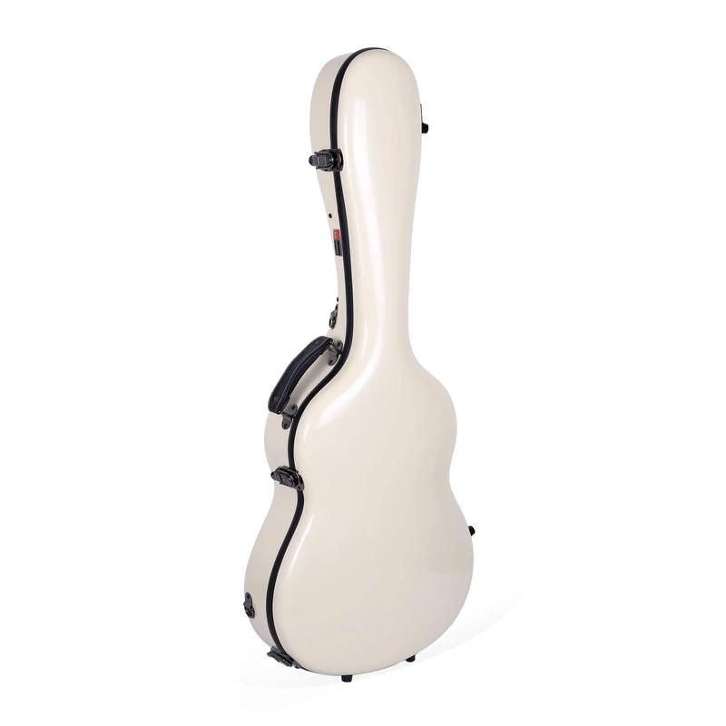 Crossrock Fiberglass Classical Guitar Case for 4/4 Nylon-String | Gloss Ivory Shell, TSA Lock, Blue Velvet Interior – Deluxe Hardshell with Backpack Straps - Ivory(CRF2021CIV)