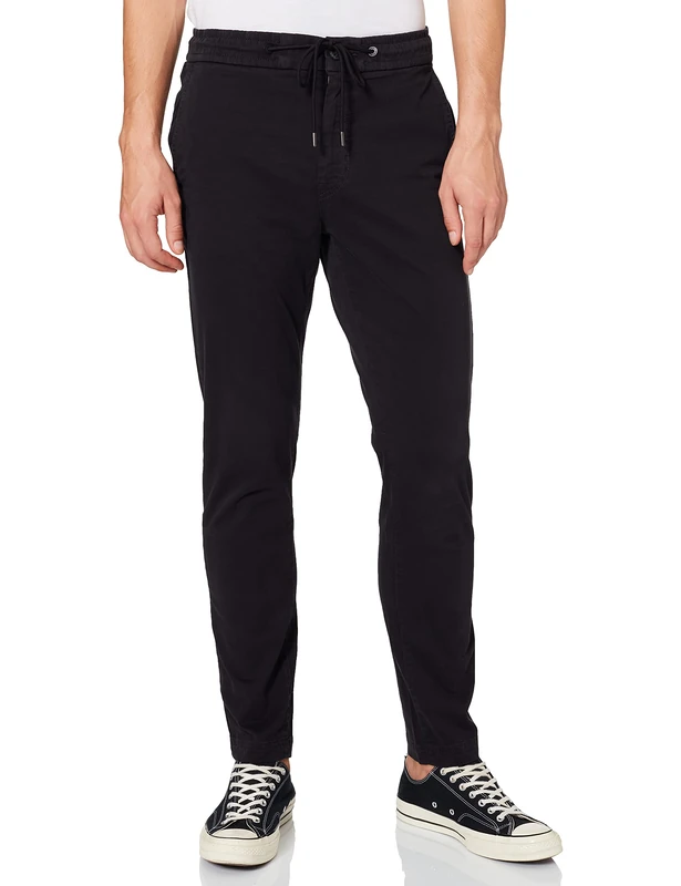 BOSS Mens Schino-Taber-DS Tapered-fit Trousers in Stretch-Cotton Satin Black
