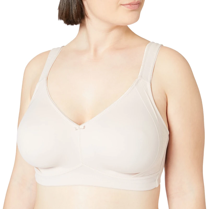 Susa Milano Women's Minimiser Bra Without Underwire, Women's Bras with Minimiser Cut, Optically Smallens the Breasts, with Soft Cups and Powerlace Lace, Nude, 38C