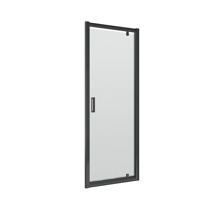 Nuie SQPD90BP Rene | Modern Bathroom 6mm Toughened Safety Glass Reversible Pivot Shower Enclosure Door, 900mm, Satin Black