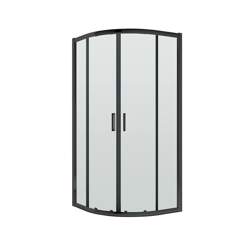 Nuie SQU9BP Rene Modern Bathroom 6mm Toughened Safety Glass Quadrant Reversible Easyfit Shower Enclosure with Sliding Doors, 900mm, Satin Black
