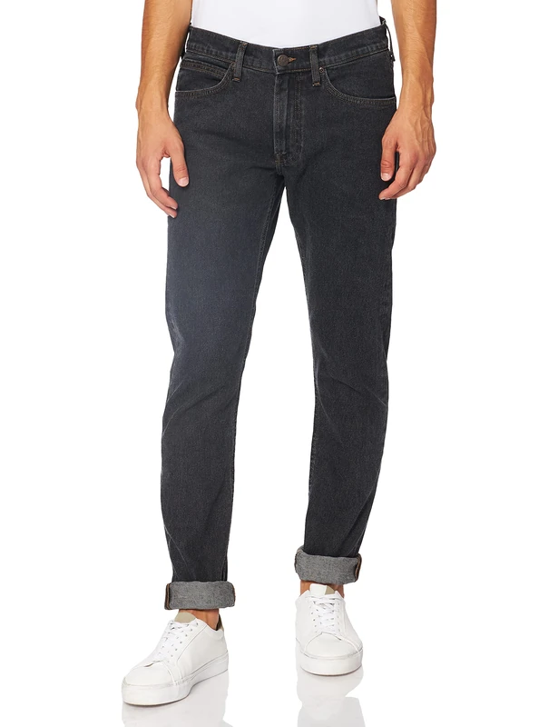 Lee Men's Luke Tapered Jeans, Black Rinse, 27W / 32L