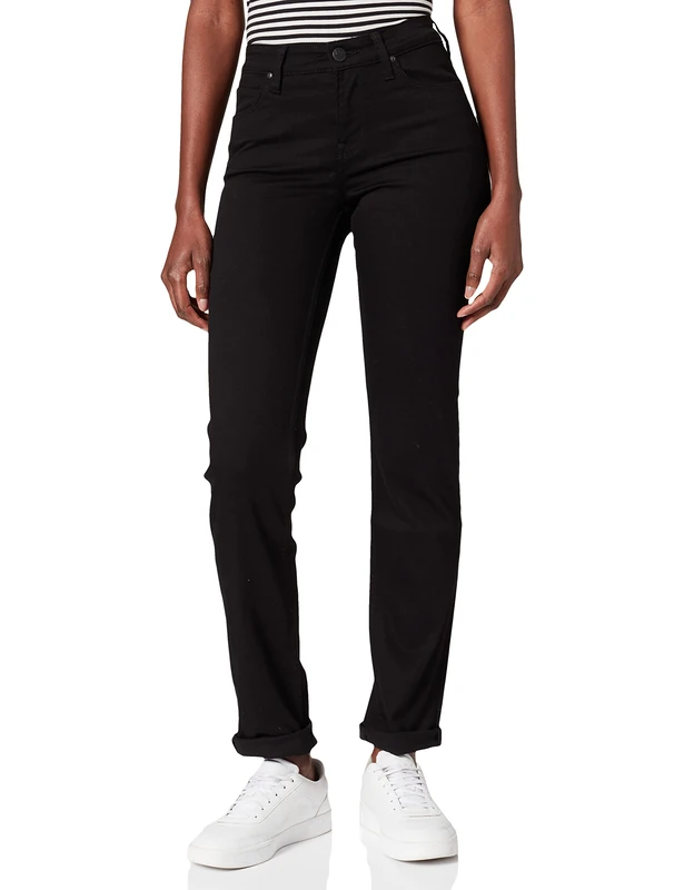 Lee Women's Marion Straight Jeans, Black Rinse, 26W x 31L