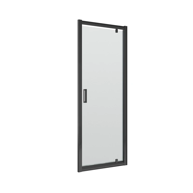 Nuie SQPD80BP Rene | Modern Bathroom 6mm Toughened Safety Glass Reversible Pivot Shower Enclosure Door, 800mm, Satin Black