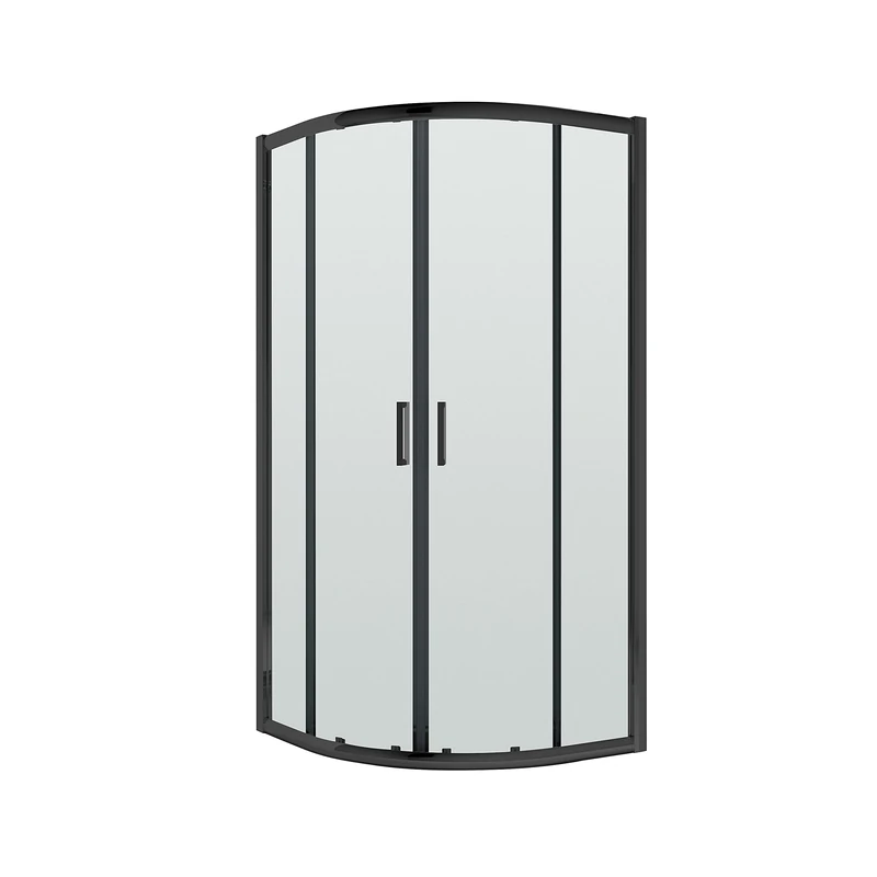 Nuie SQU8BP Rene Modern Bathroom 6mm Toughened Safety Glass Quadrant Reversible Easyfit Shower Enclosure with Sliding Doors, 800mm, Satin Black