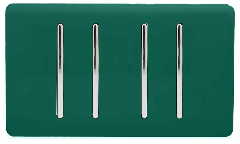 Trendi 4 Gang 3 Way Intermediate Artistic Modern Glossy 10 Amp Rocker Light Switch Dark Green