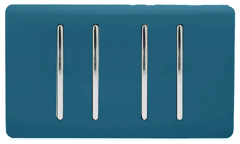 Trendi 4 Gang 3 Way Intermediate Artistic Modern Glossy 10 Amp Rocker Light Switch Midnight Blue