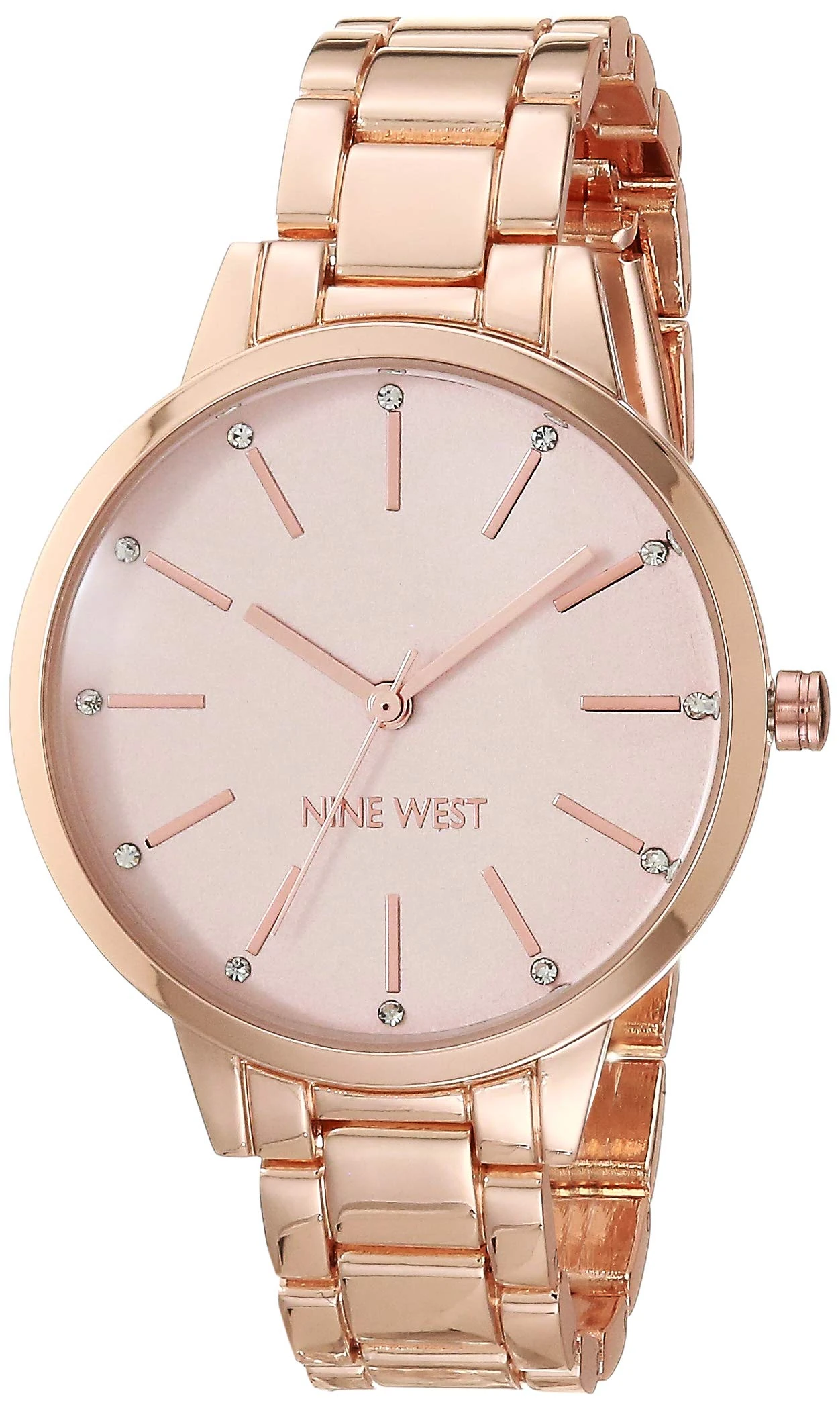 Nine West Women's Crystal Accented Bracelet Watch,Pink