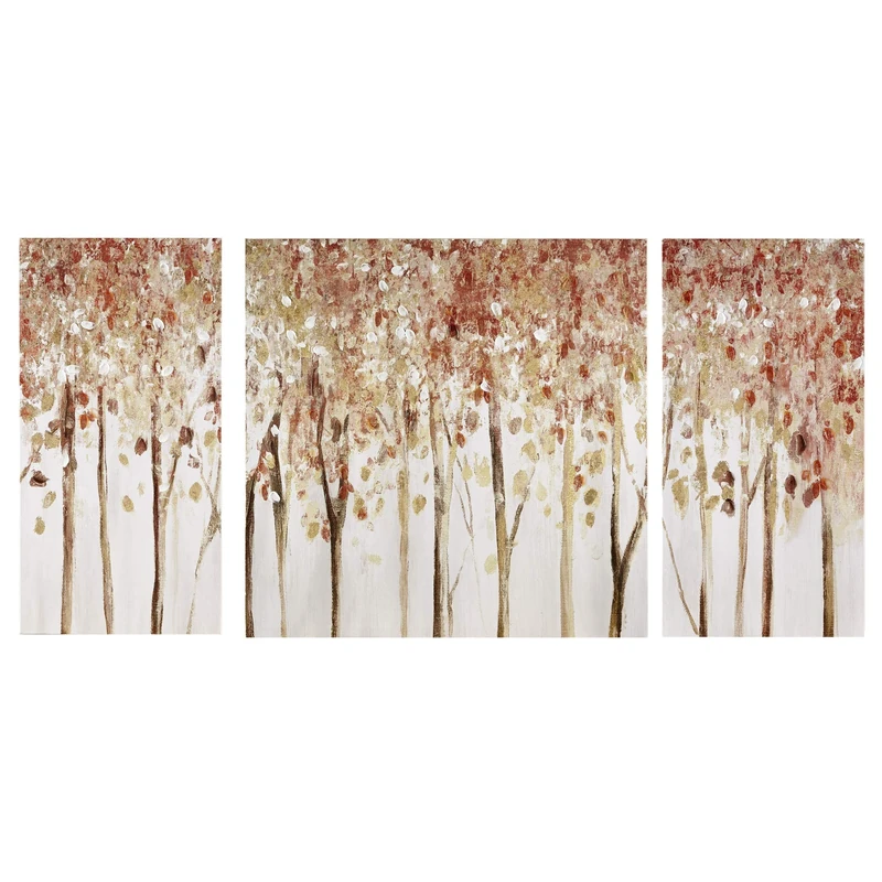 Madison Park Wall Art Living Room Décor - Scenery Triptych Canvas Home Accent Modern Dining Bathroom Decoration, Ready to Hang Painting for Bedroom, Multi-Sizes, Autumn Forest 3 Piece