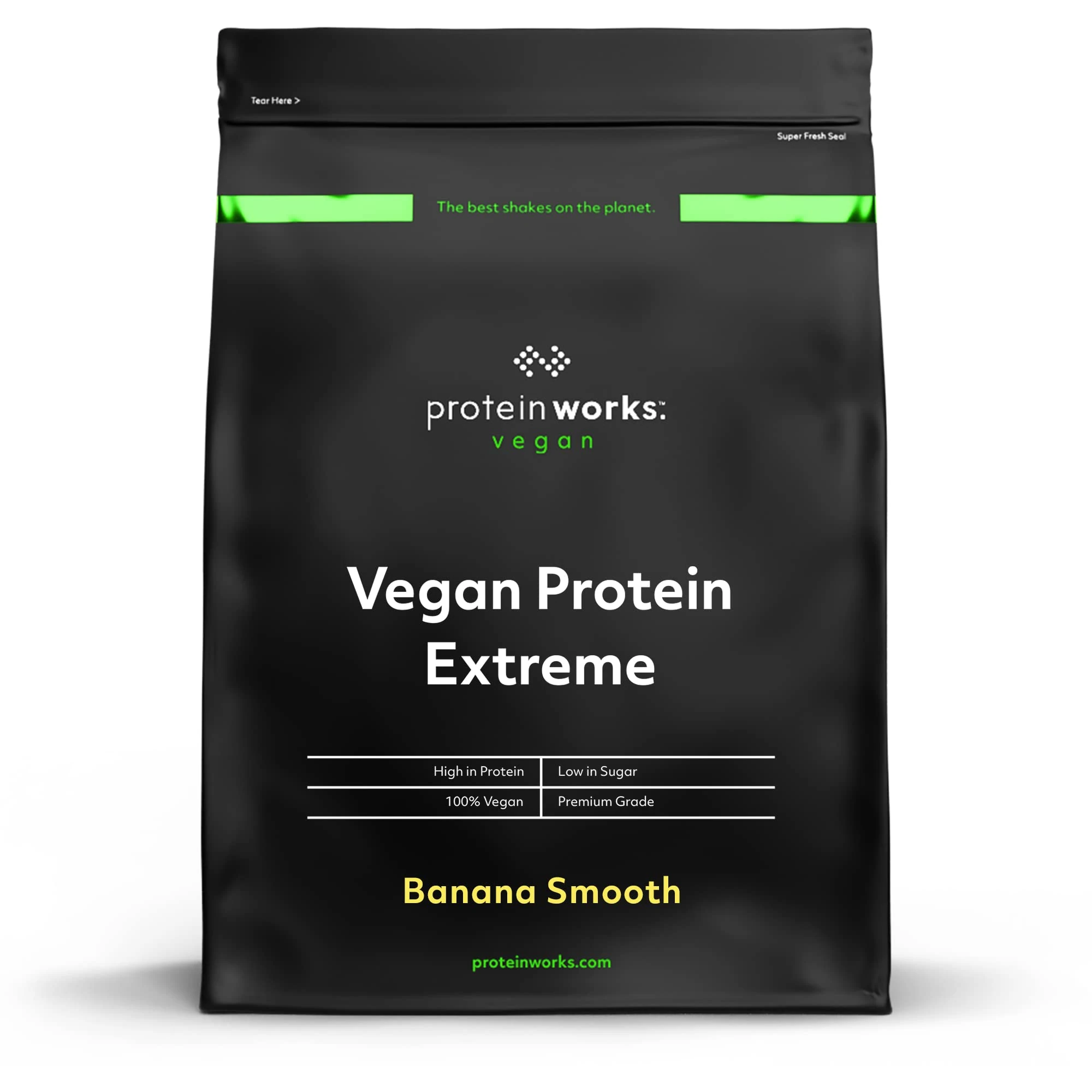 Protein Works - Vegan Protein Extreme, Added Vitamin Blend, Vegan Protein Powder, Plant Based Protein Shake, 28 Servings, Banana Smooth, 1kg