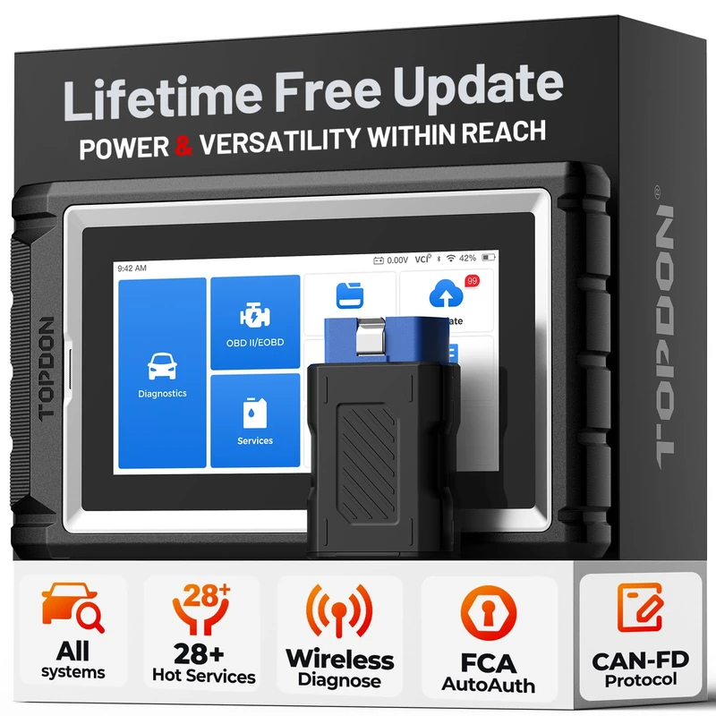 TOPDON ArtiDiag800 BT Car Diagnostic Tool with all systems diagnosis, OBD2 scanner with 28 Maintenance Services:Oil Reset/EPB/SAS/TPMS/DPF,Wireless Diagnostic Scanner, AutoVIN, Free Lifetime Upgrade.