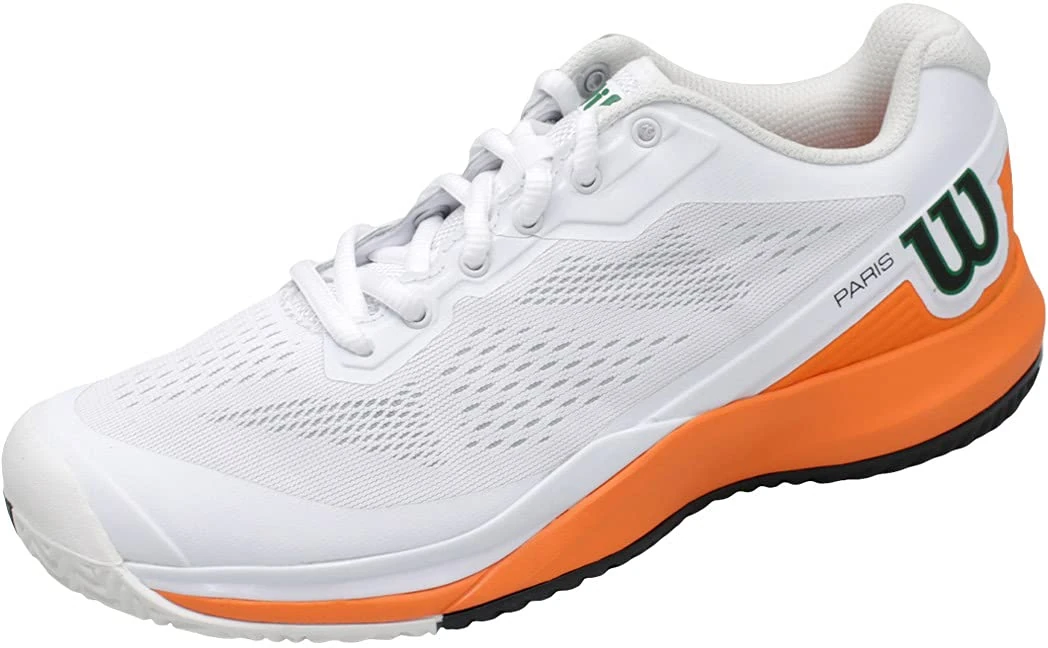 Wilson Women's Tennis Shoes, RUSH PRO 3.5 PARIS W, White/Orange/Black, Size: 3.5, For All Surfaces, All Player Types, WRS327730E035
