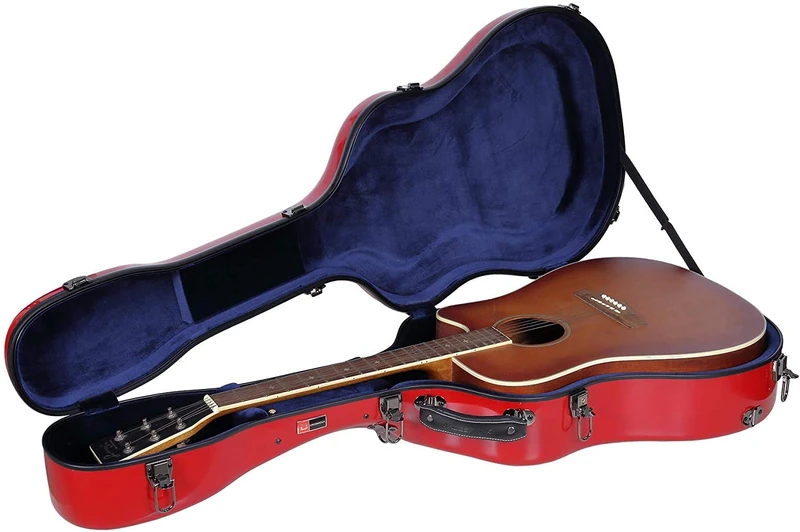 Crossrock Deluxe Fiberglass Case for 40"/41" Dreadnought Acoustic Guitars-Red(CRF2021DRD)