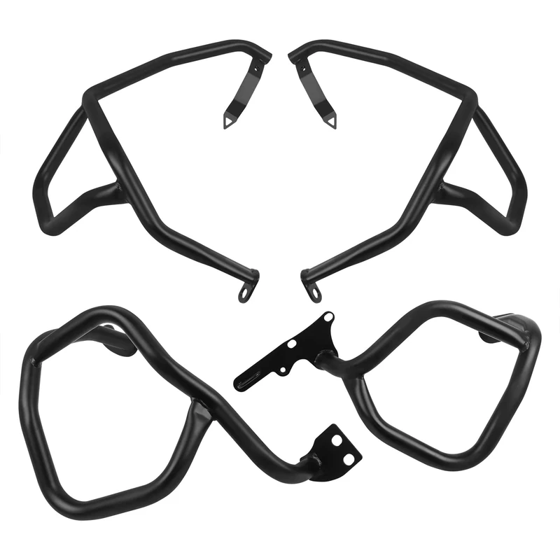 Worldmotop Motorcycle Engine Guard Highway Crash Bars fits for Honda CRF 1000L CRF1000L Africa Twin ABS CRF1000L 2016 2017 2018 2019 (Black, Lower and Upper)