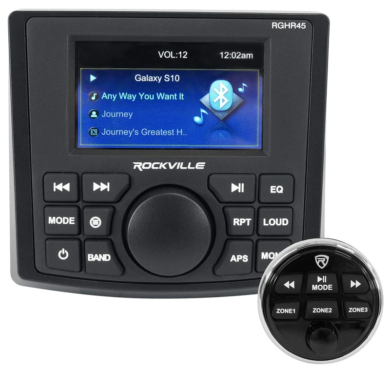Rockville RGHR45 4 Zone Marine Gauge Hole Receiver Bluetooth/Radio/Wired Remote