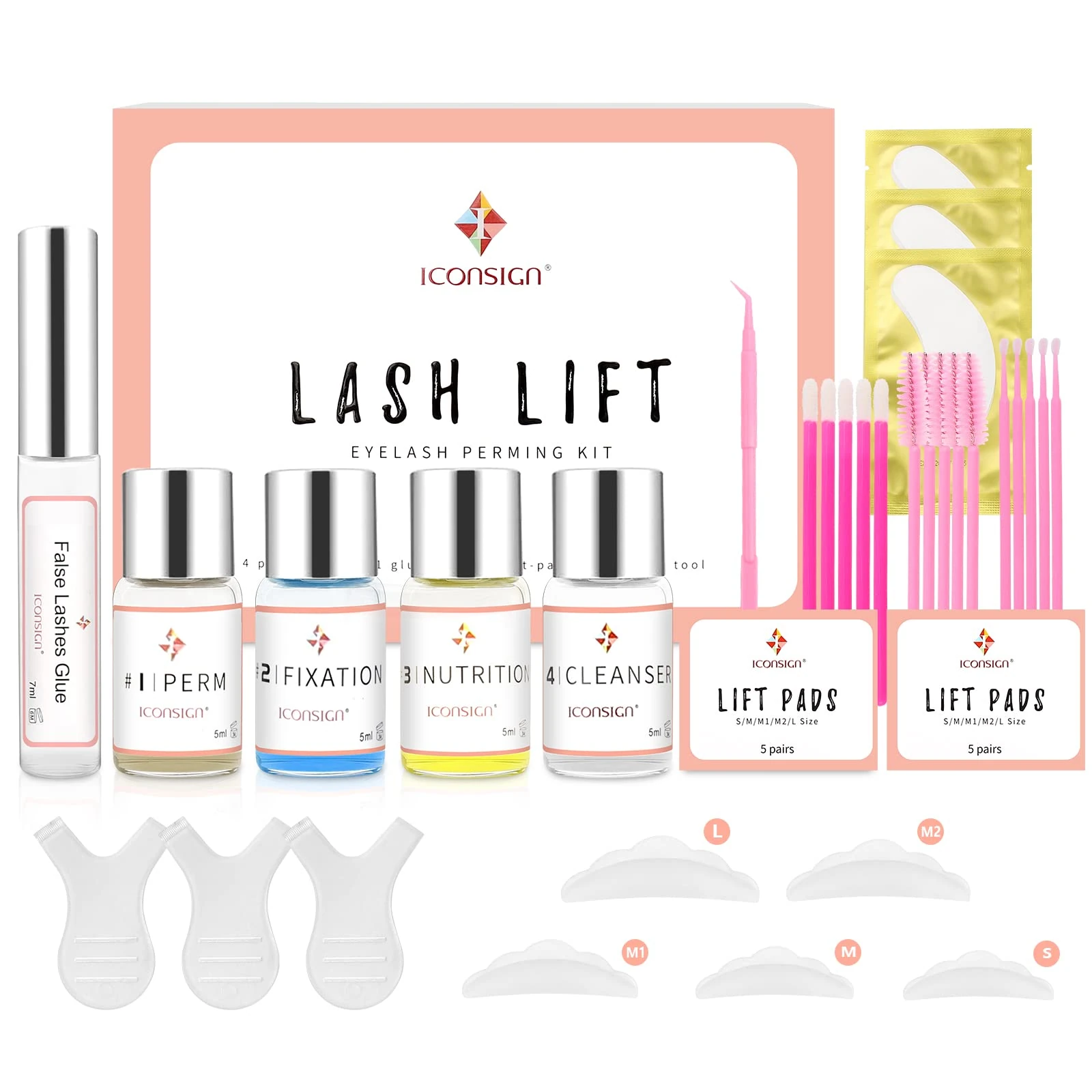 Lash Lift Kit - Eyelash Perm Kit - Professional Eyelash Curling Set - Glue Upgraded Version - Semi-Permanent Curling Perming Wave Suitable for Salon at Home (White)