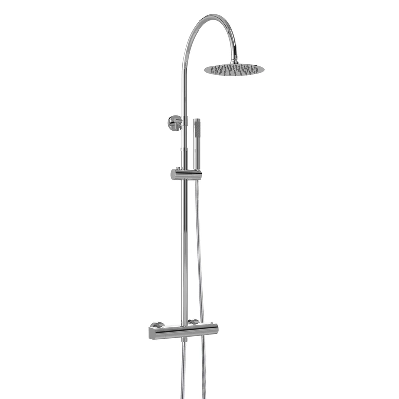 Hudson Reed A3530 Round Brass Thermostatic Bar Valve and Shower Kit with Single Function Handset, 1336mm, Chrome