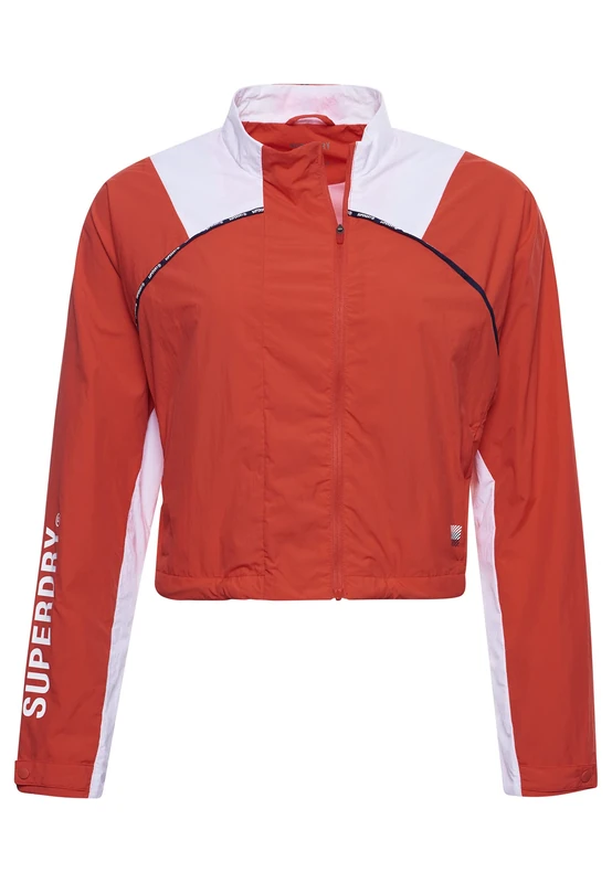 Superdry Women's Run Cropped Weatherproof Jacket, Red Sun, L
