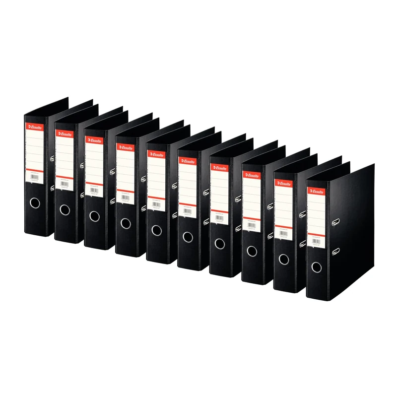 Esselte Standard, Pack of 10 Lever Arch Files, Black, 75 mm Spine, A4, PP, 320250
