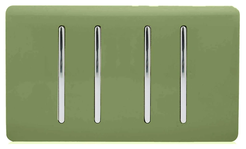 Trendi 4 Gang 3 Way Intermediate Artistic Modern Glossy 10 Amp Rocker Light Switch Moss Green