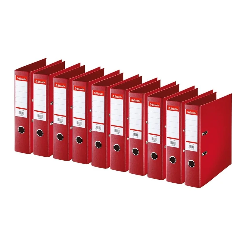 Esselte Standard, Pack of 10 Lever Arch Files, Red, 75 mm Spine, A4, PP, 320220