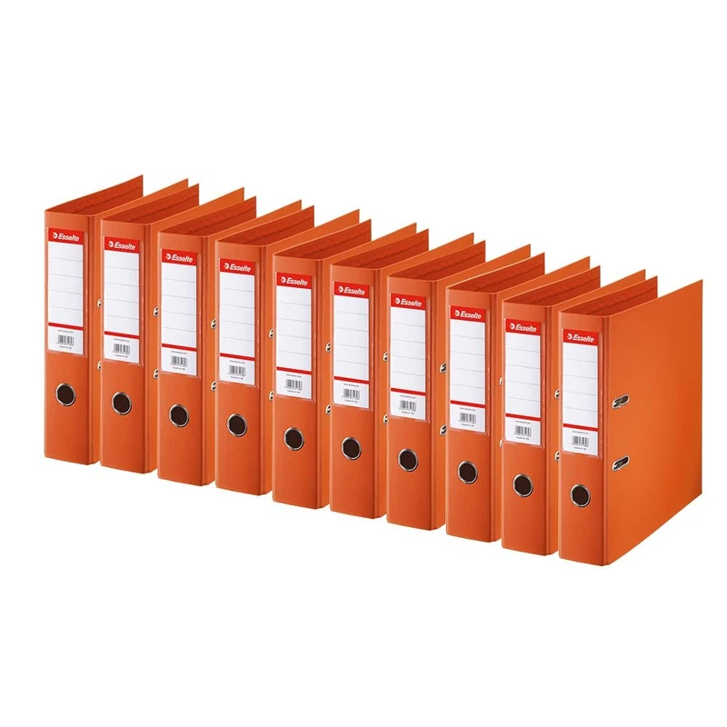 Esselte Standard, Pack of 10 Lever Arch Files, Orange, 75 mm Spine, A4, PP, 320240