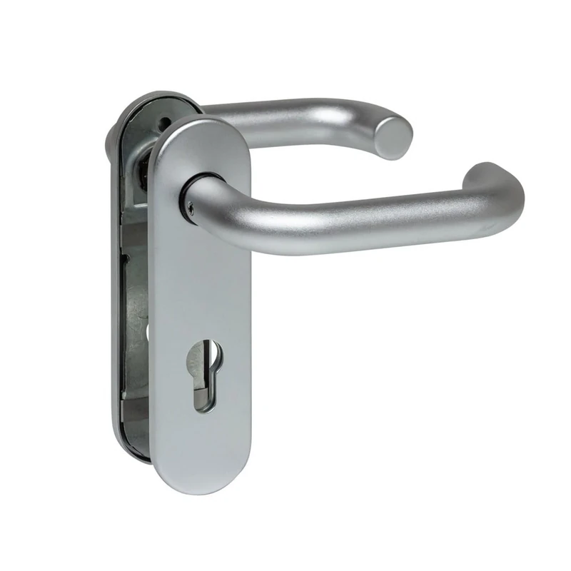 Hörmann FS Handle Set D-110 Short Plate PZ, Plain Bearing Aluminium F1 (Fire Protection Handle Set for Fire Door/Multi-Purpose Door H8-5 / Quadro/MZ/OD) 535397