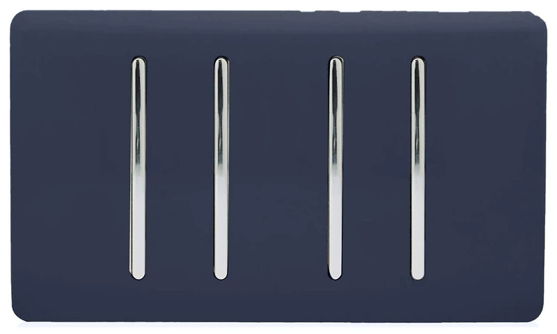 Trendi 4 Gang 3 Way Intermediate Artistic Modern Glossy 10 Amp Rocker Light Switch Navy