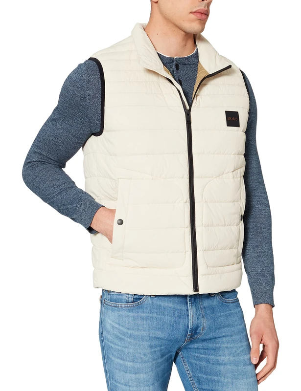 BOSS Men's Oblu Down Vest, Open White131, 60
