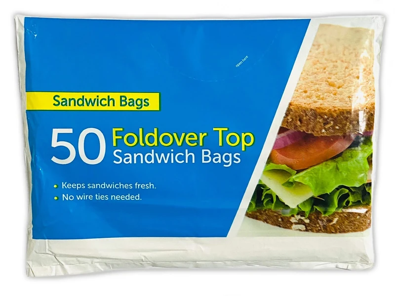 FOOD BAGS Tie Handle Resealable Sandwich & Freezer Bags (50)