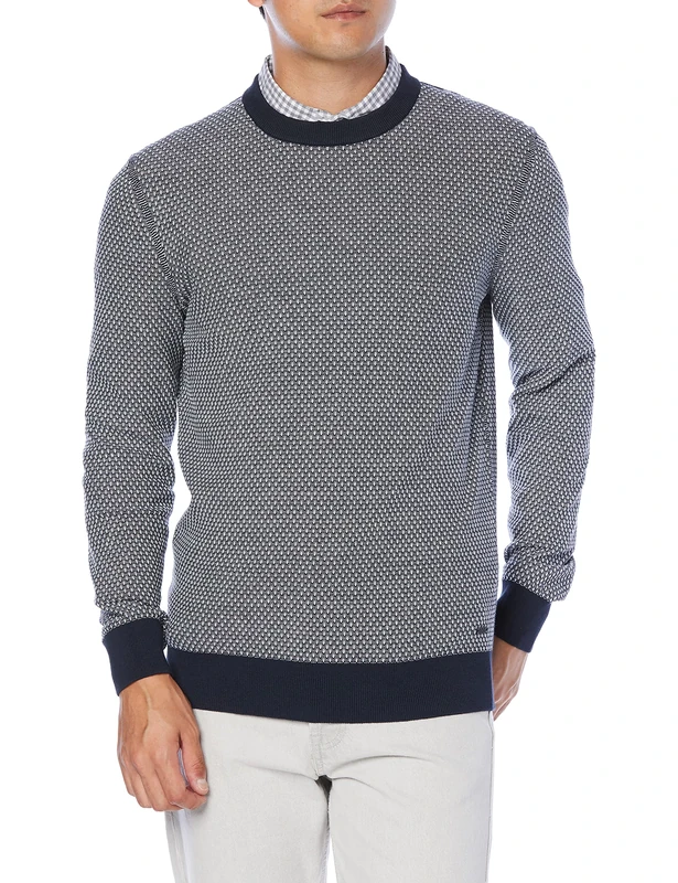 BOSS Mens Kapoko Jacquard-Knit Sweater in Organic Cotton and kapok Blue