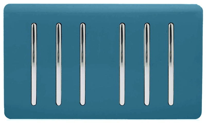 Trendi Artistic Modern Glossy 6 Gang 2 Way Rocker Double Plate Tactile Light Switch Ocean Blue