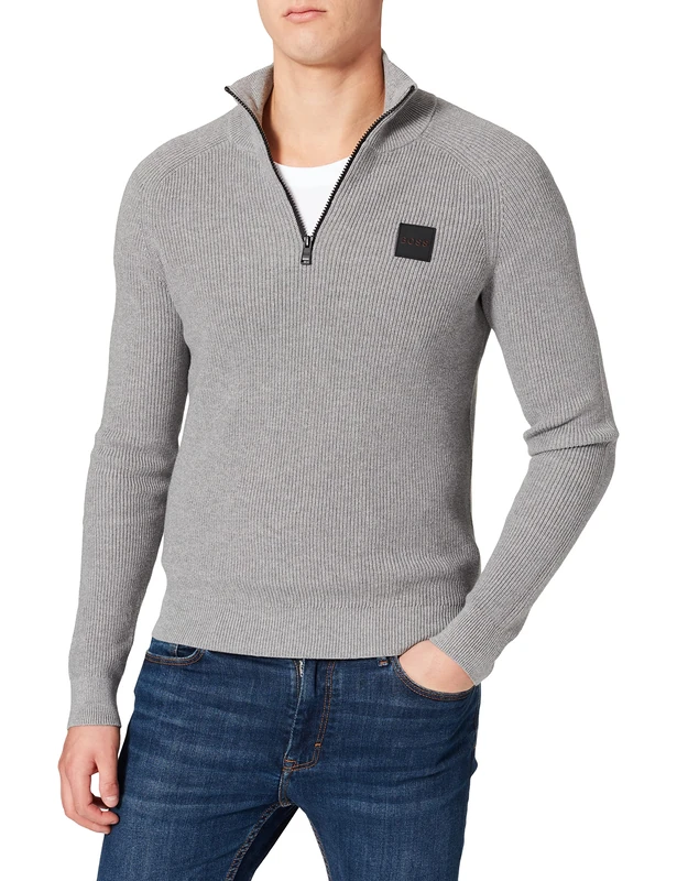 BOSS Men's Knorsey Sweater, Medium Grey34, S