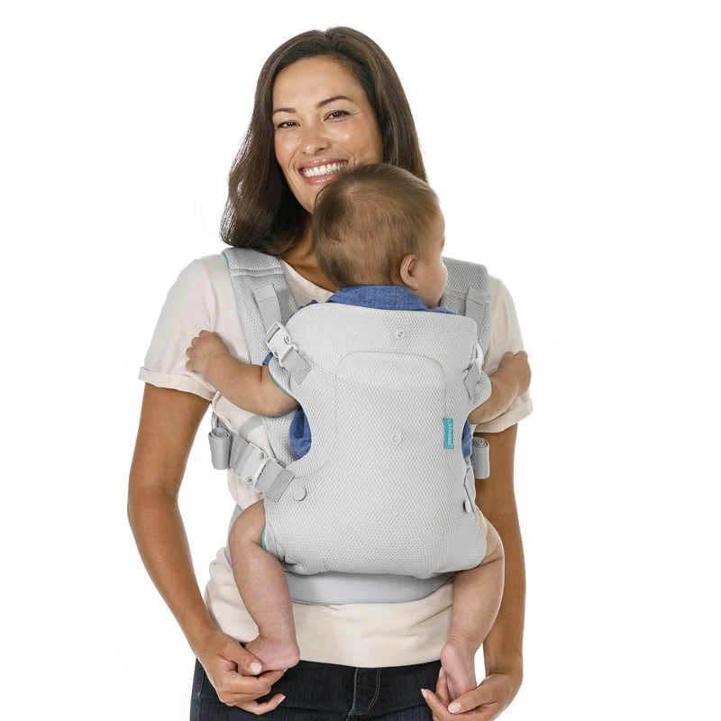 Infantino Flip 4-in-1 Light & Airy Convertible Baby Carrier - Breathable, Lumbar Support, Adjustable Waist Belt, Head Support, Ergonomic Seat, Plush Straps for Newborn to Toddler 3,6-14,5kg