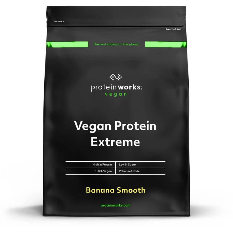 Protein Works | Vegan Protein 360 - Platinum Innovation, Premium Vegan Protein Powder, Plant-Based Protein Shake, Essential Vitamins & Minerals, Low Sugar, Banana Smooth, 57 Servings, 2kg