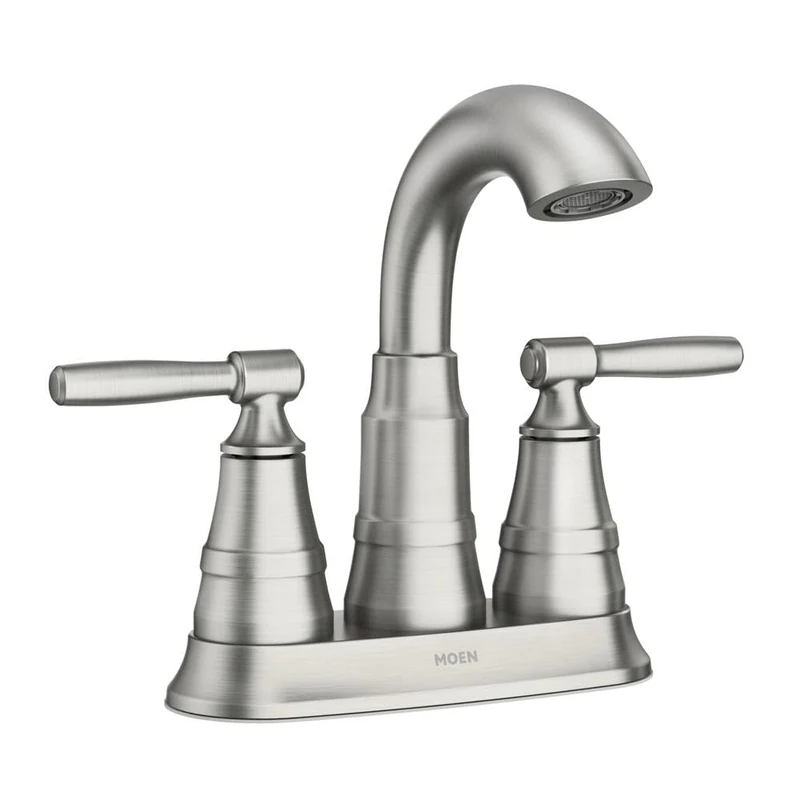 Moen 84971SRN Halle Two-Handle Centerset Bathroom Sink Faucet with Drain Assembly, Spot Resist Brushed Nickel - Image 1