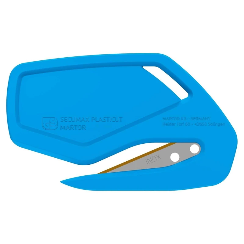 MARTOR SECUMAX PLASTICUT Safety Knife/foil Cutters, Disposable Knife Without Blade Changing, Ergonomic - Stainless TiN-Coated Blade, Safe Cutting Edge for foil and Paper, 10 Pieces