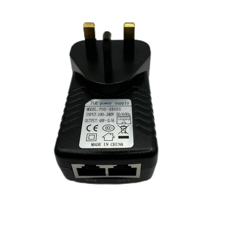 Multibao POE Power Supply Adapter 48v 0.5A PoE Injector adapter UK Wall Plug Power over Ethernet