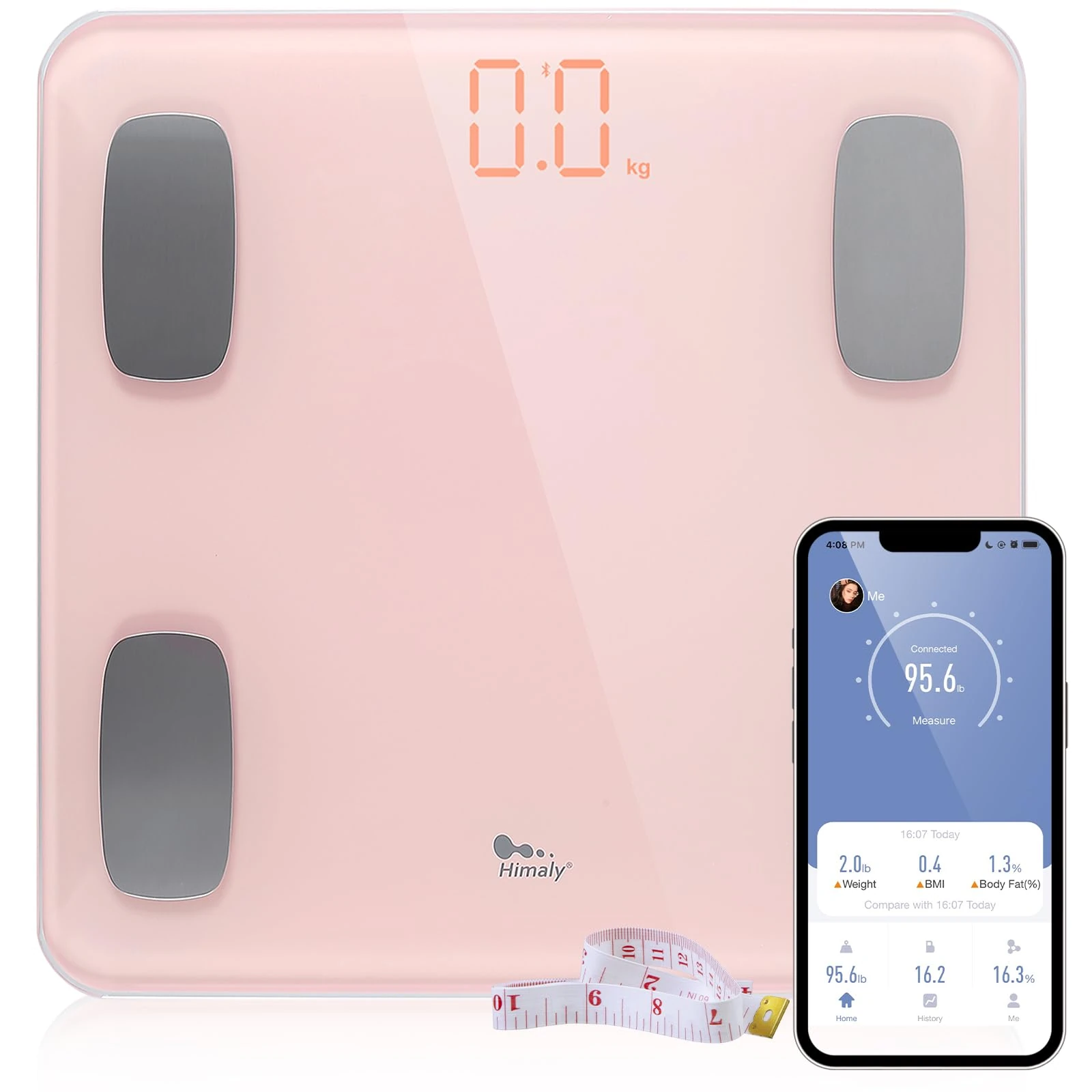Smart Body Fat Scales, himaly Digital Weight Bathroom Scales Bluetooth Weighing Scale for Body Weight, Analyzer Smart App Body Composition with BMI, Muscle Mass Track for Fitness, Weight Loss
